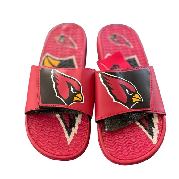 Arizona Cardinals Colorblock Big Logo Gel Slide Red Men’s Size 9-10 Team Pride - Picture 2 of 7